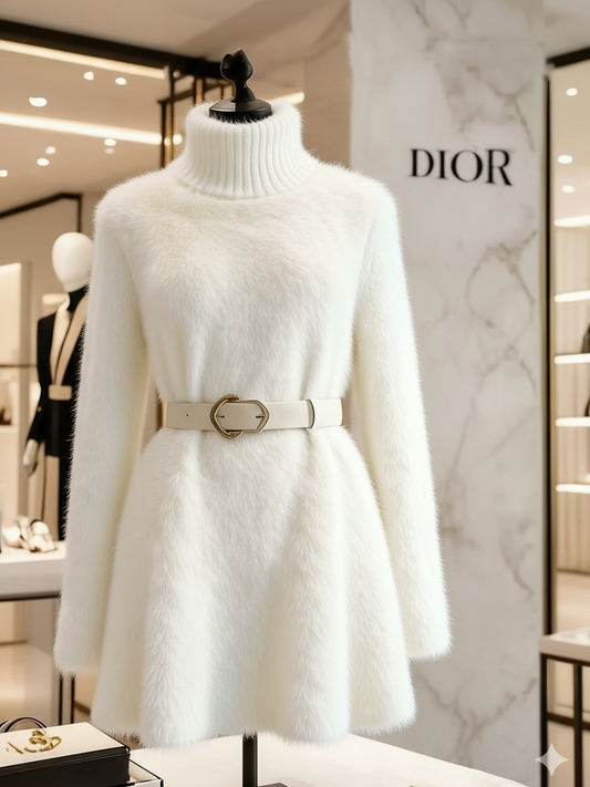 women winter knit dresses long sleeve turtleneck slim fit sweater