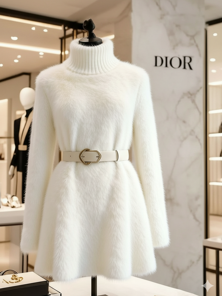 women winter knit dresses long sleeve turtleneck slim fit sweater