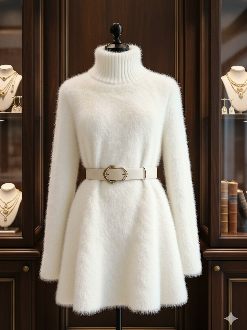 women winter knit dresses long sleeve turtleneck slim fit sweater