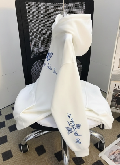 Print cute butterfly Women oversized Sweatshirt, HOODIE for women's ( UNIQUE PIECE )