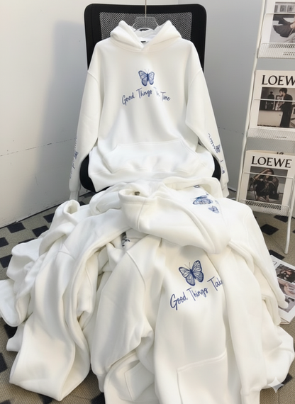 Print cute butterfly Women oversized Sweatshirt, HOODIE for women's ( UNIQUE PIECE )