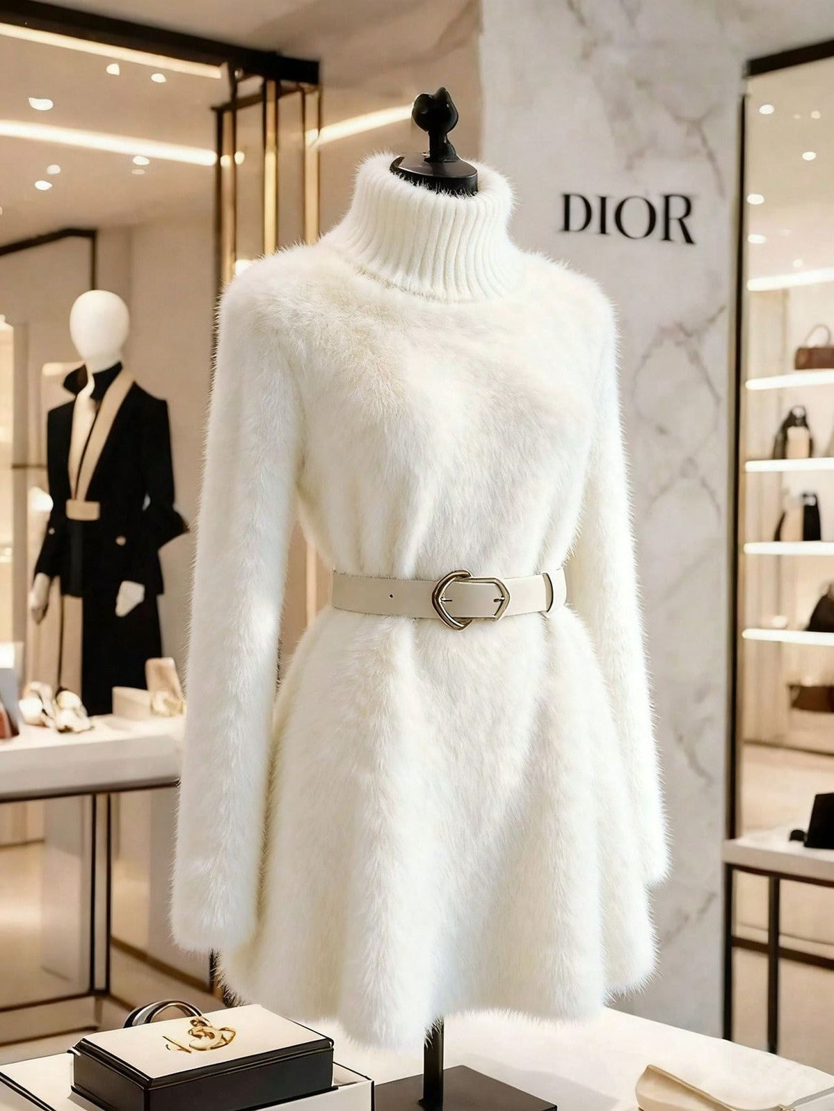 women winter knit dresses long sleeve turtleneck slim fit sweater